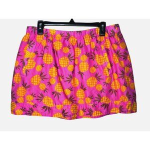 J. Crew 100% Cotton barbie pink & Pineapples Mini Skirt w/ elastic band Large